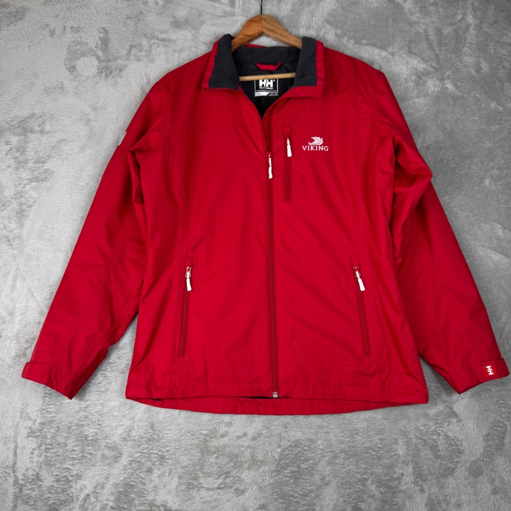 Helly Hansen Women's L Red Fleece Lined Softshell Jacket Viking Full Zip Coat